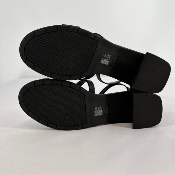 Eileen Fisher Noni Womens Size 7.5 Black Tumbled Leather Black Heel Hook & Loop - Picture 12 of 15